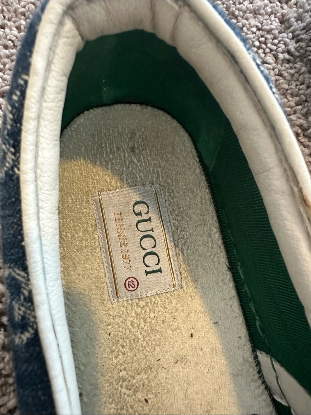 Authentic Gucci Men’s GG Denim Slip-On Sneakers Blue Monogram Canvas Shoes - Picture 9 of 9